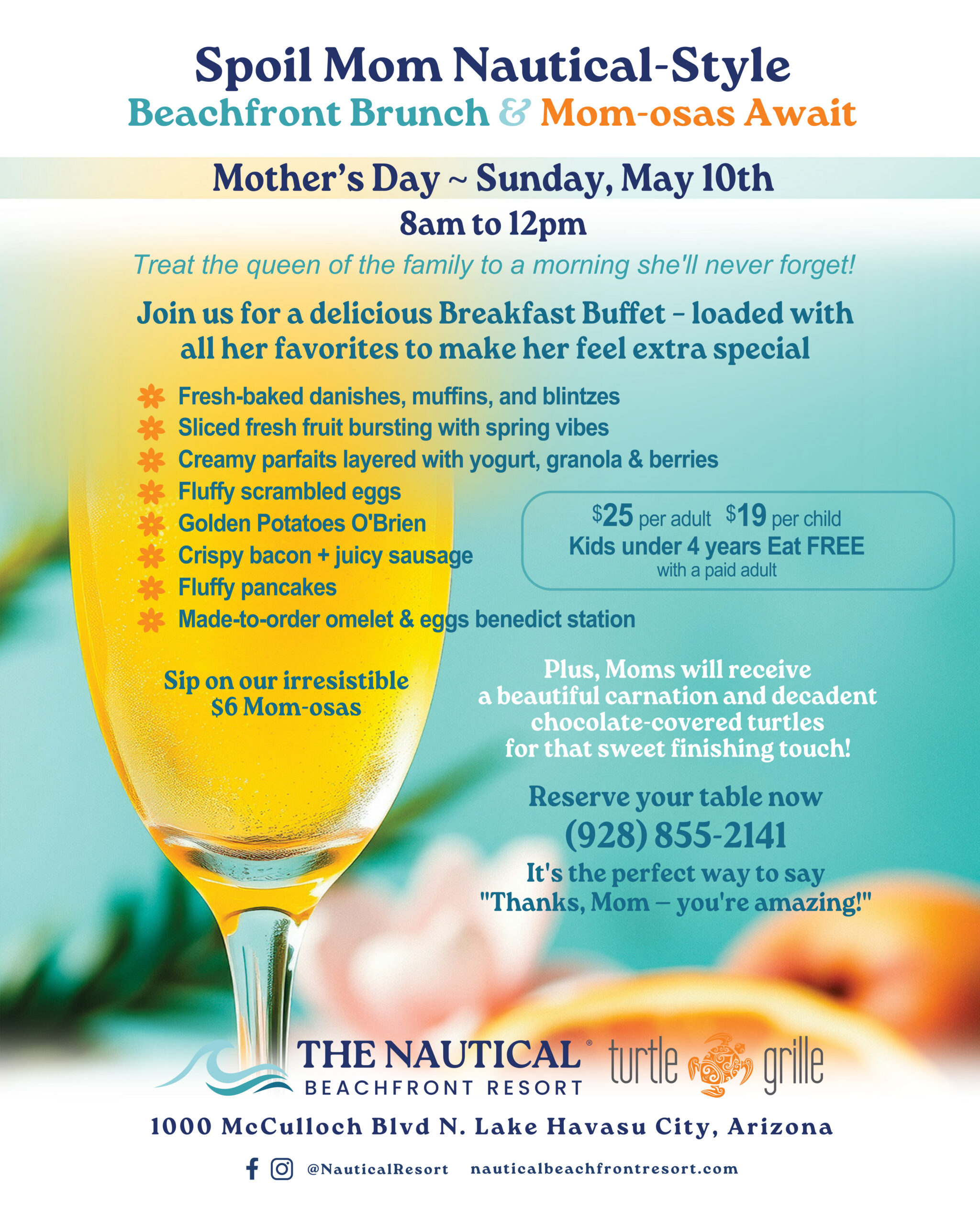 Beachfront Brunch for Mother's Day at the Turtle Grille